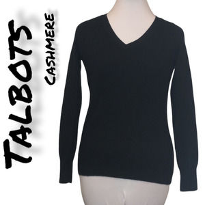 Talbots Black V Neck Cashmere Sweater Small